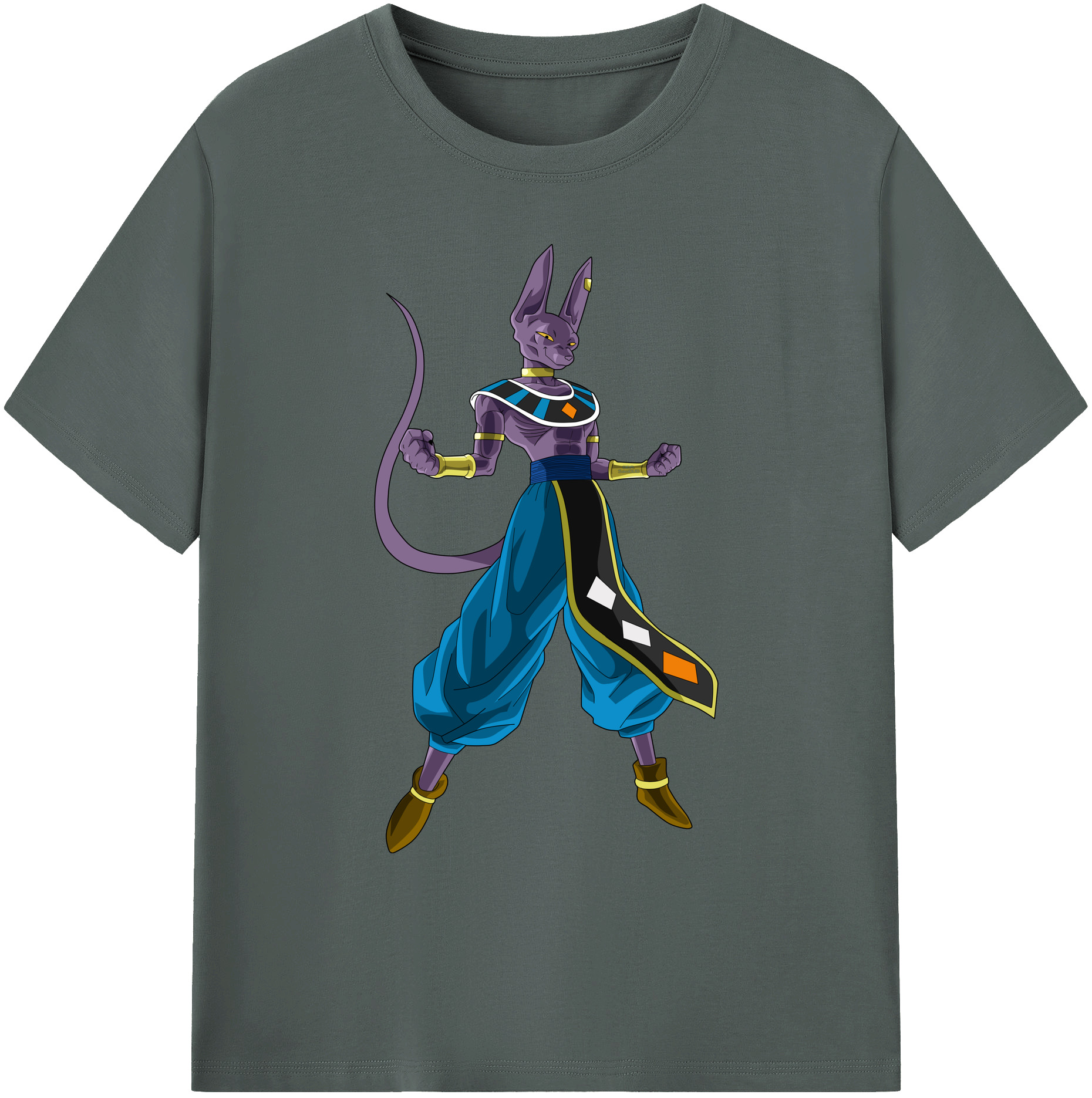 （画像用） ドラゴンボール ビルス 破壊神ビルス DRAGON BALL Beerus Birusu 綿100％ メンズ半袖Tシャツ｜肌触りやわらか＆通気性